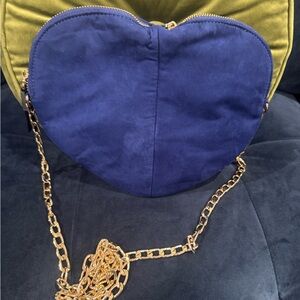 Heart-Shaped Blue Bag with Gold Chain